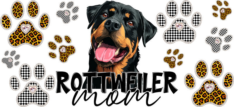 Rottweiler Mom UV DTF Cup Wrap for 16oz Libbey Glass KA-12961