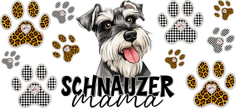 Miniature Schnauzer Mama UV DTF Transfer for 16oz Glass Can KA-12962