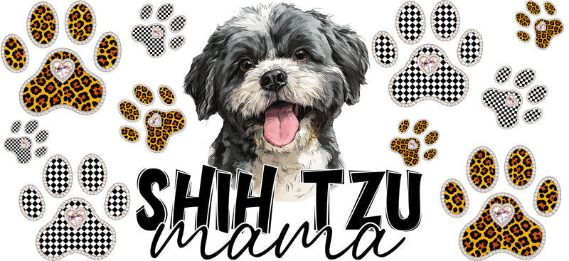 Shih Tzu Mama UV DTF Cup Wrap for 16oz Libbey Glass KA-12966