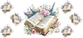 Floral Scripture Bible Cup Decal for 16oz Beer Can Glass KA-12988