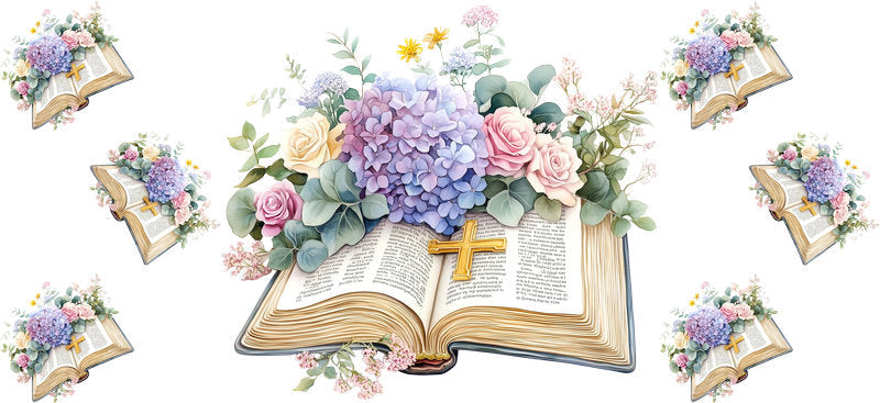 Hydrangea Open Bible Tumbler Wrap for 16oz Glass KA-12994